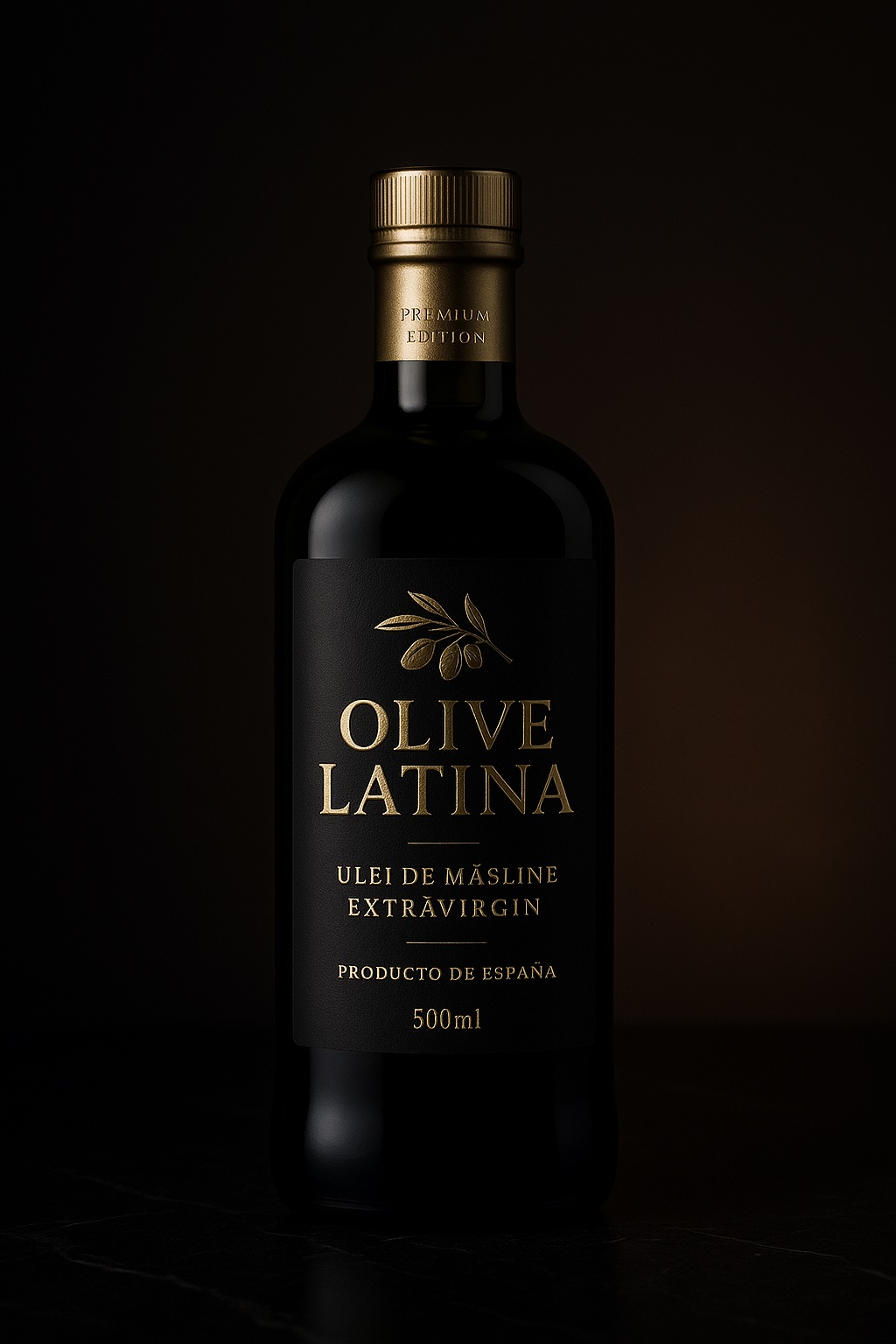 Sticlă Olive Latina pe fundal întunecat